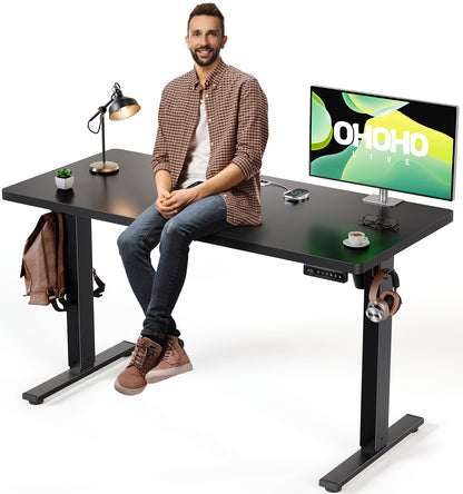 Black 71x30 in Electric Standing Desk, 1 Inch Thick Tabletop | Double Beam Frame, Holds 220lbs, Sit Stand, 3 Memory Height Adjustment, Extra Deep Tbale Top, Black Frame(UPC： 762849902630)