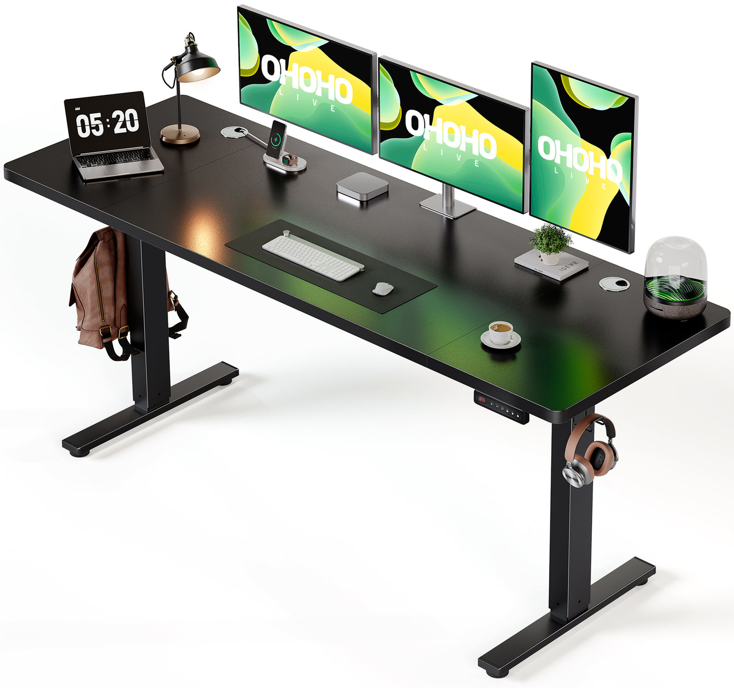 Black 71x30 in Electric Standing Desk, 1 Inch Thick Tabletop | Double Beam Frame, Holds 220lbs, Sit Stand, 3 Memory Height Adjustment, Extra Deep Tbale Top, Black Frame(UPC： 762849902630)