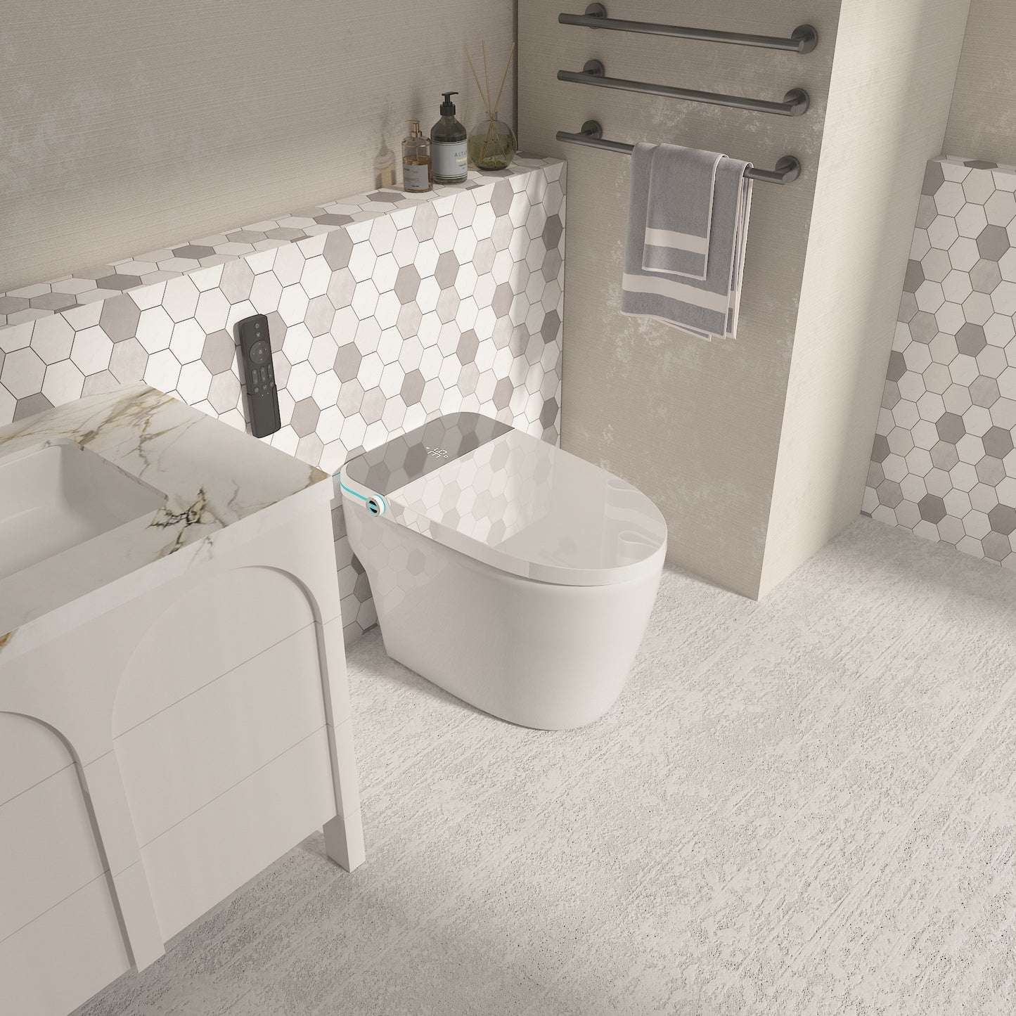 Loniko ST001 Auto Open/Close Lid Smart Toilet Bidet with Built-in Tank, Auto Flush & Wash