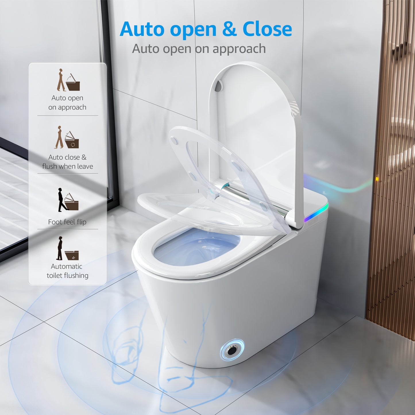 Loniko U5 Tankless Smart Toilet, One-Piece Toilets wih Bidet Built In Auto Flush & Open