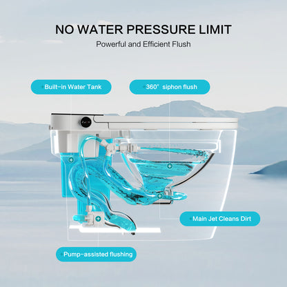 Loniko ST945E Smart Toilet with Built-In Bidet and Tank – Heated Seat, Dual Auto Flush, Warm Water & Dryer, Foot Sensor, Night Light, and Wireless Remote Control