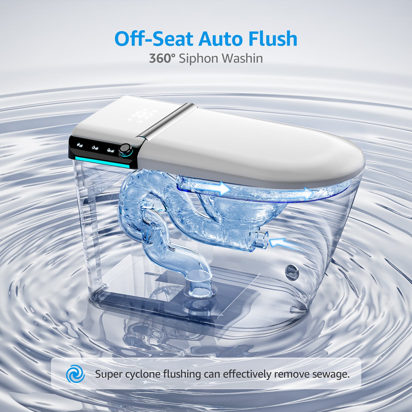 U1 Smart Toilet, One Piece Bidet Toilet for Bathrooms, Elongated Toilet with Warm Water, Dual Auto Flush, Foot Sensor Operation, Heated Bidet Seat, Electric Tankless Toilets with Auto Open Colse Lid