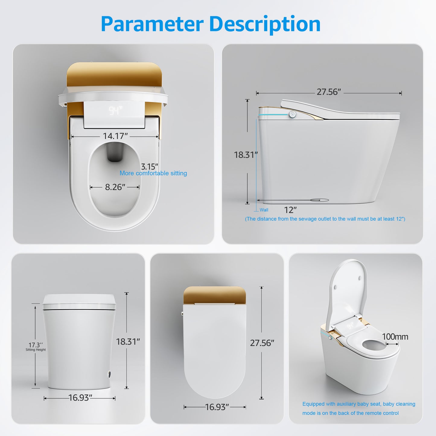 Loniko K1 Smart Toilet, One-Piece Bidet, Heated Seat & Auto Flush