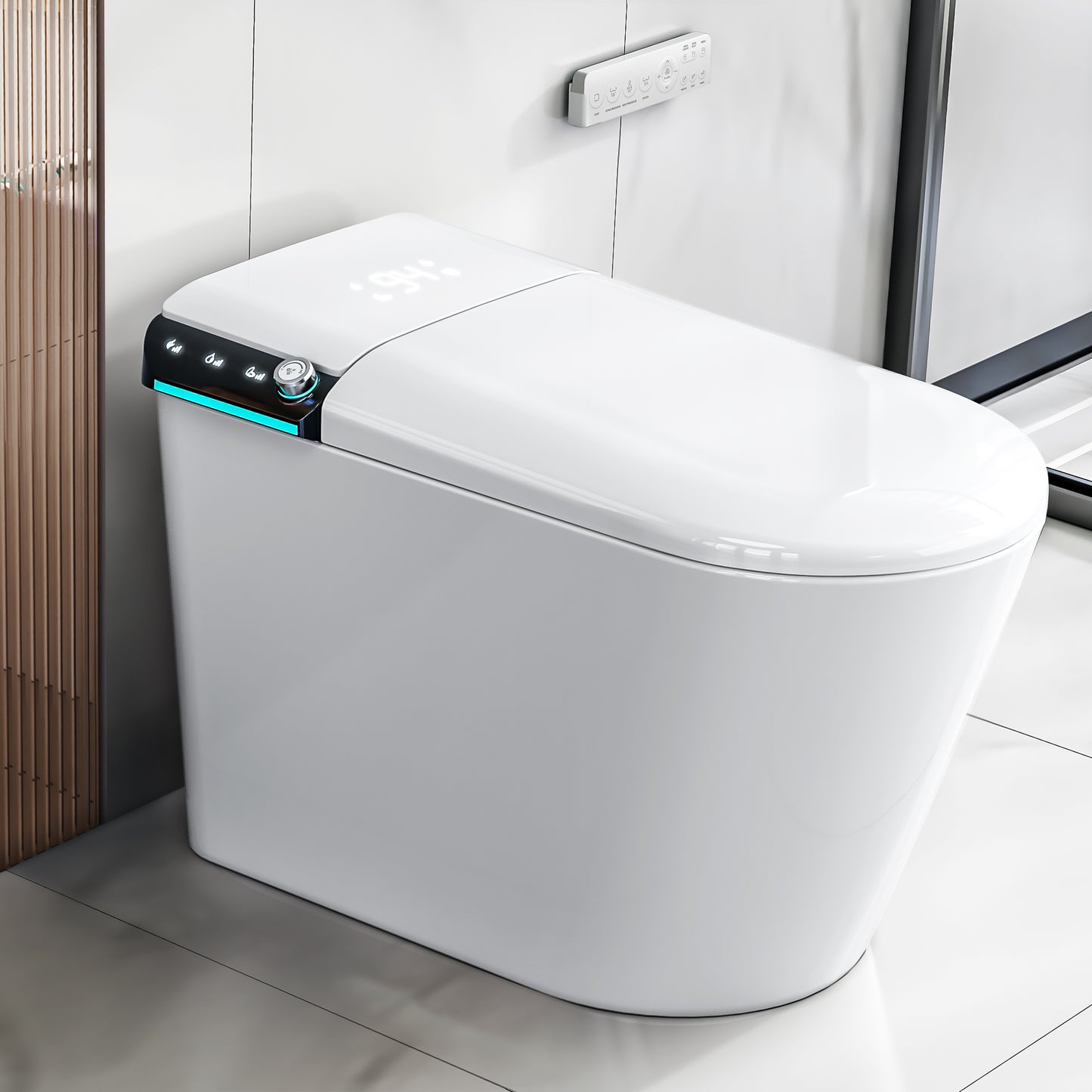 U1 Smart Toilet, One Piece Bidet Toilet for Bathrooms, Elongated Toilet with Warm Water, Dual Auto Flush, Foot Sensor Operation, Heated Bidet Seat, Electric Tankless Toilets with Auto Open Colse Lid