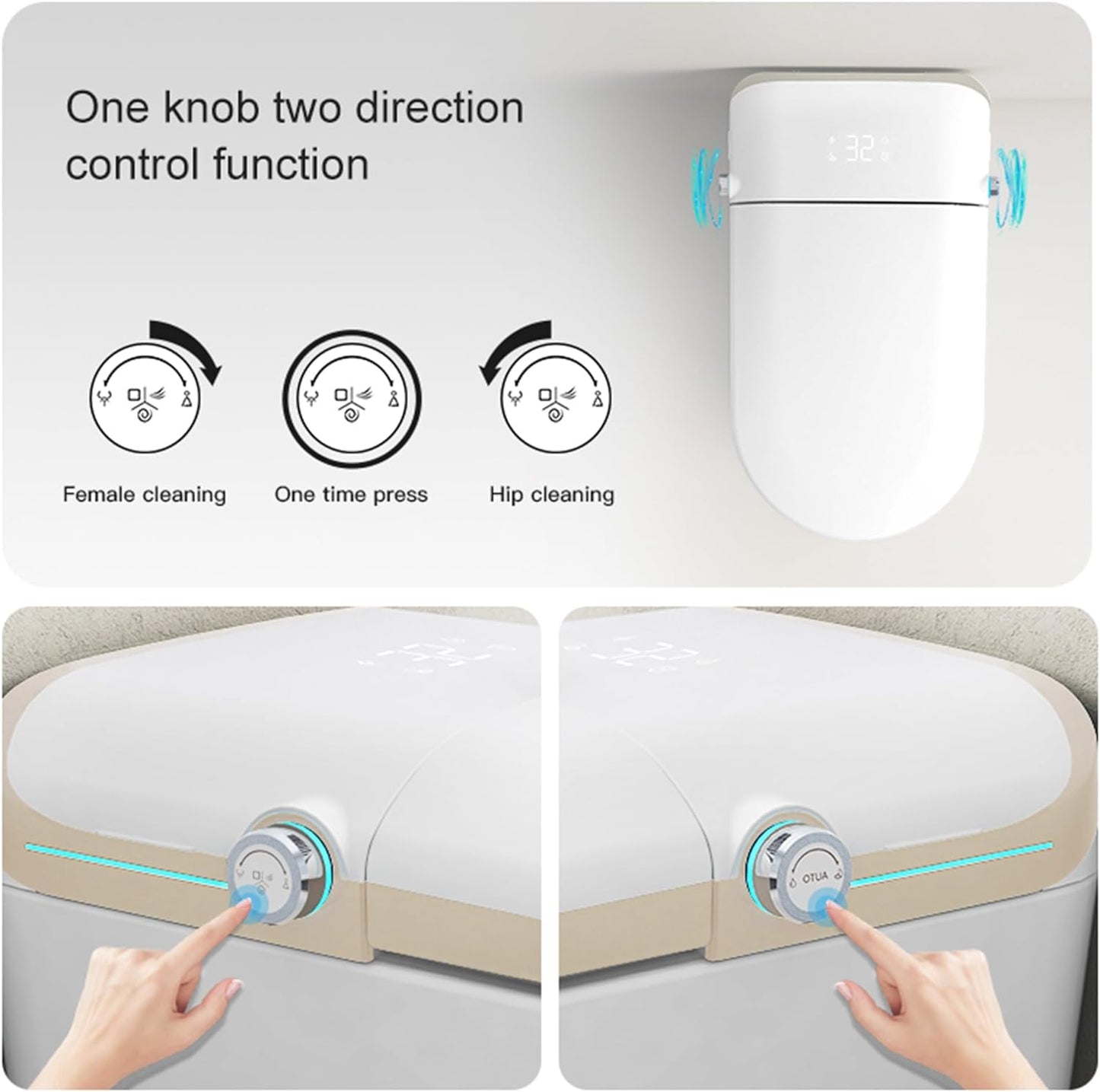 Loniko U2 Auto Open & Close Smart Bidet Toilet with Foot sensor, Tankless Toilet with Auto Flushing