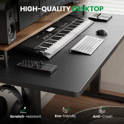Black 71x30 in Electric Standing Desk, 1 Inch Thick Tabletop | Double Beam Frame, Holds 220lbs, Sit Stand, 3 Memory Height Adjustment, Extra Deep Tbale Top, Black Frame(UPC： 762849902630)