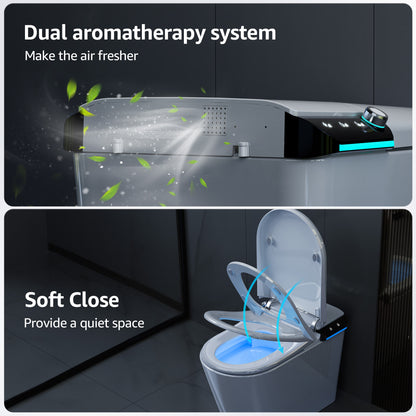 U1 Smart Toilet, One Piece Bidet Toilet for Bathrooms, Elongated Toilet with Warm Water, Dual Auto Flush, Foot Sensor Operation, Heated Bidet Seat, Electric Tankless Toilets with Auto Open Colse Lid