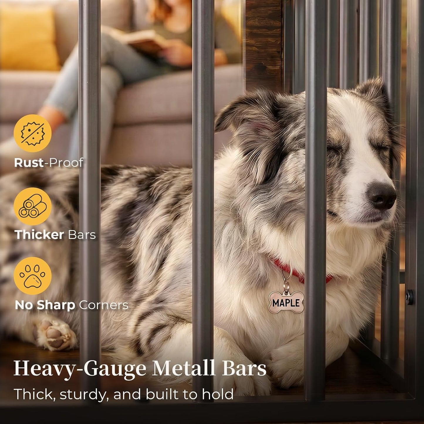 Dog Crate Furniture 38in, Wooden Indoor Pet Kennel End Table with 360 Degree Rotating Feeder Door, Secure Double Latches and Solid Base for Medium Dogs, Rustic Brown（UPC:751390938496）
