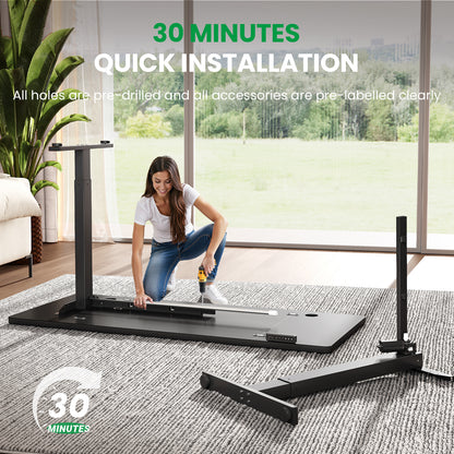 Black 71x30 in Electric Standing Desk, 1 Inch Thick Tabletop | Double Beam Frame, Holds 220lbs, Sit Stand, 3 Memory Height Adjustment, Extra Deep Tbale Top, Black Frame(UPC： 762849902630)