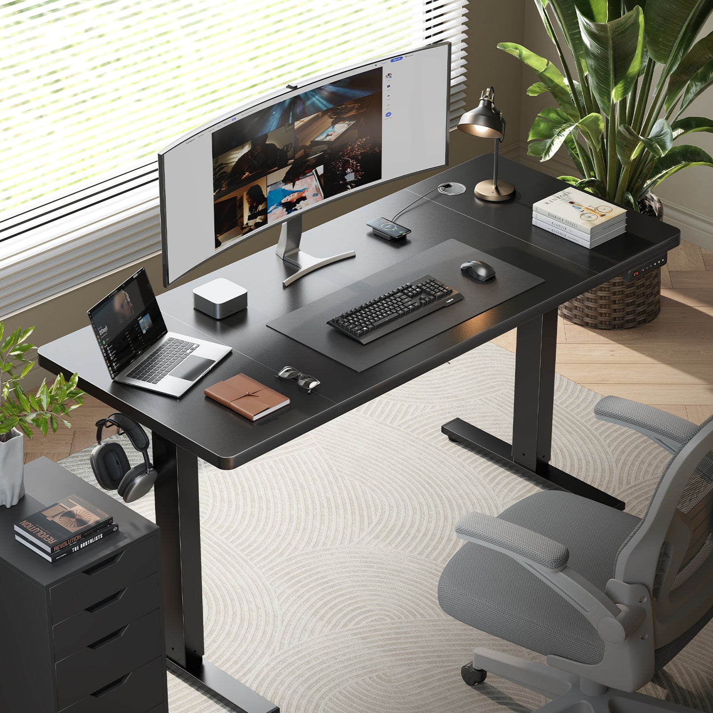 Black 71x30 in Electric Standing Desk, 1 Inch Thick Tabletop | Double Beam Frame, Holds 220lbs, Sit Stand, 3 Memory Height Adjustment, Extra Deep Tbale Top, Black Frame(UPC： 762849902630)